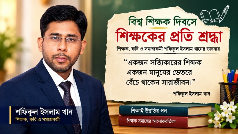 শিক্ষক শুধু পেশা নয়, ভবিষ্যৎ গড়ার কারিগর: শফিকুল ইসলাম খান